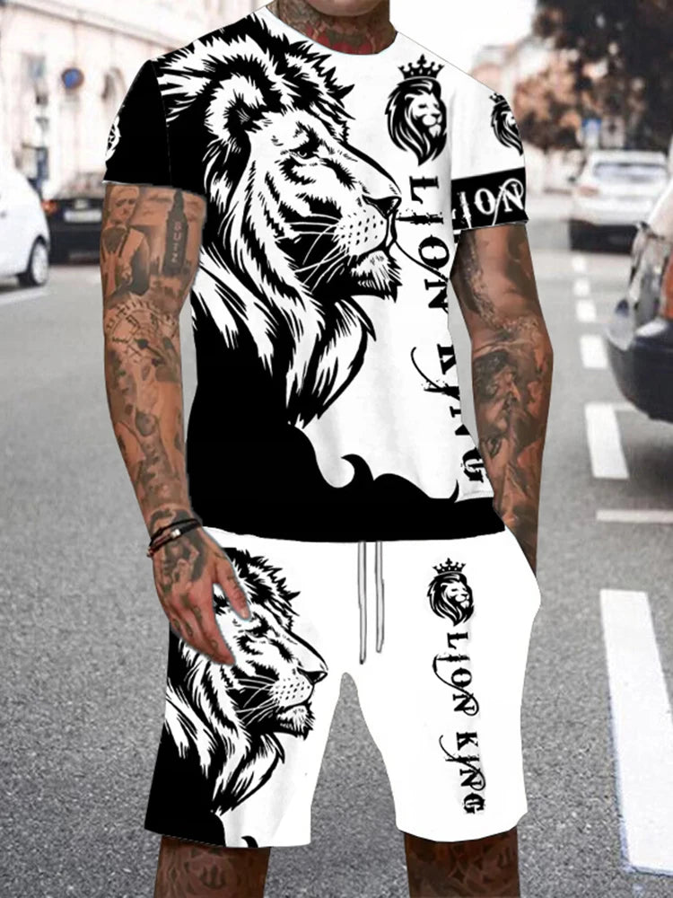 Fast Fashion - Lion Print Shirt & Shorts 2pc Set