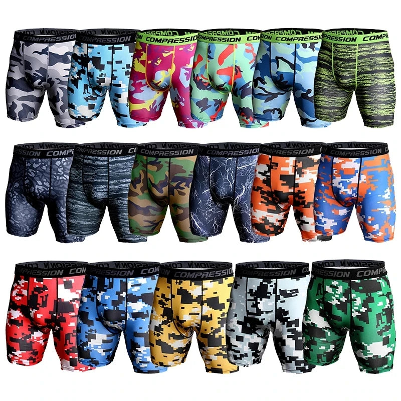 Compression Shorts Men 3D Print Camouflage Bodybuilding Tights Short Men Gyms Shorts Male Muscle Sport Elastic Running Shorts