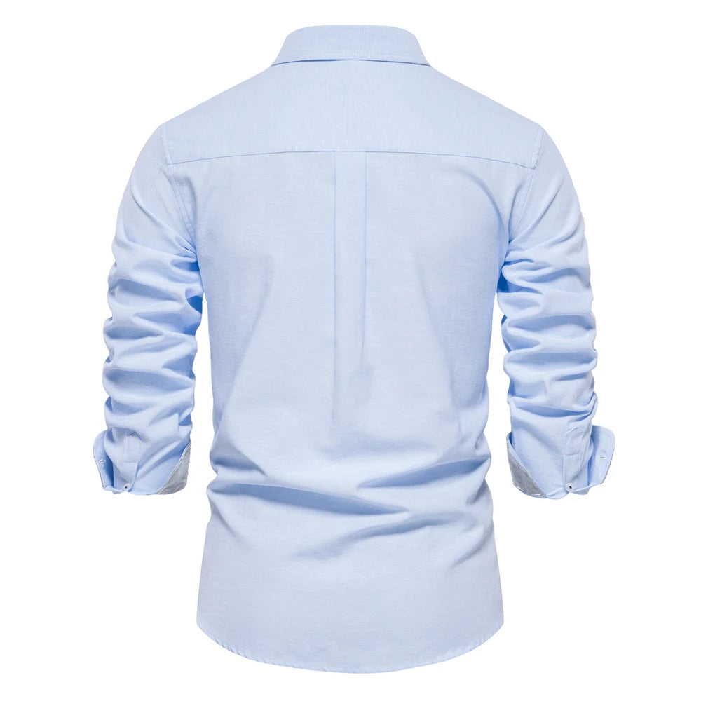 AIOPESON New Spring Cotton Blend Men's Oxford Shirt Long Sleeve Button Down Social Buinesss Casual Shirts for Men