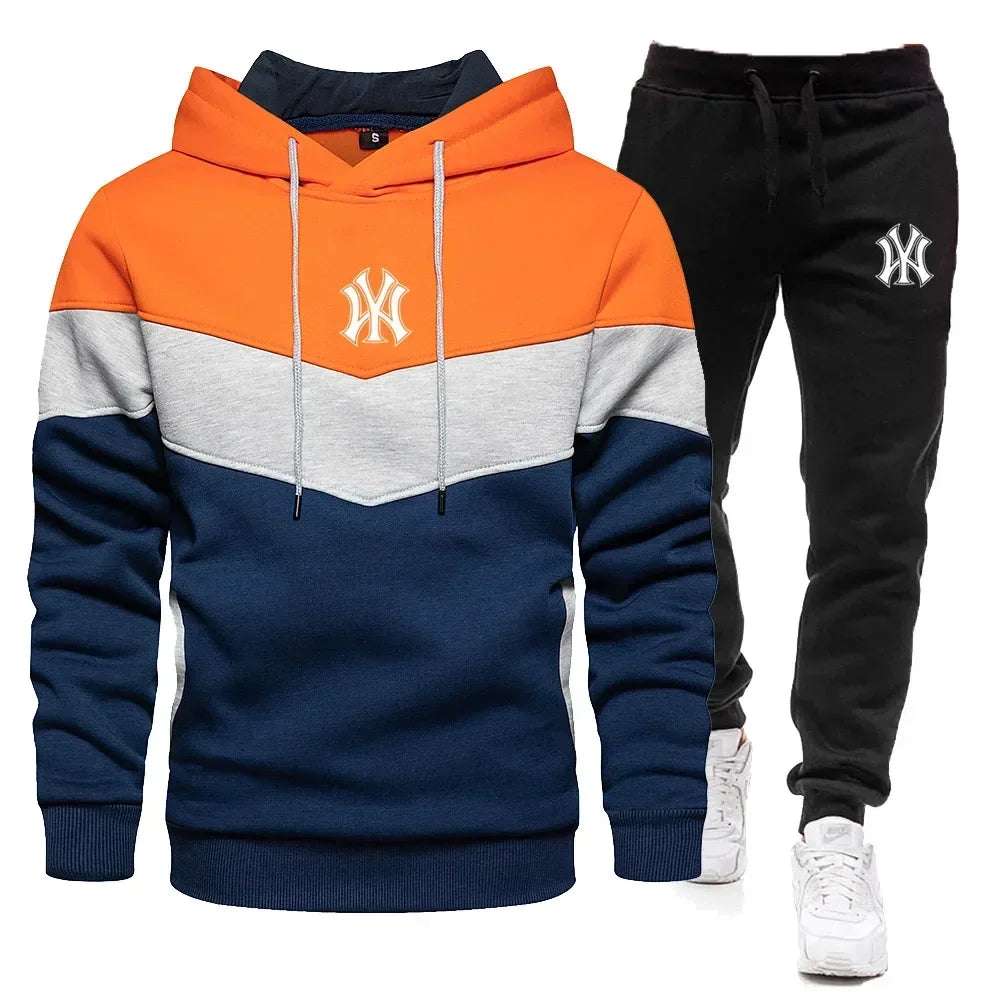 2024 Men's Sets Spring Autumn Zipper Hoodie and Pants 2 Pieces Casual Tracksuit Male Brand Running Jogging Sportswear Suit