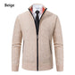 Autumn And Winter New Jersey Men's Casual Sports Coat Solid Color Stand Collar Wweater Grab Fleece Warm Zipper Cardigan