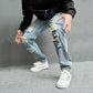 New Simple Men Loose Ripped Straight Jeans Pants Male Streetwear Stylish Casual Denim Trousers