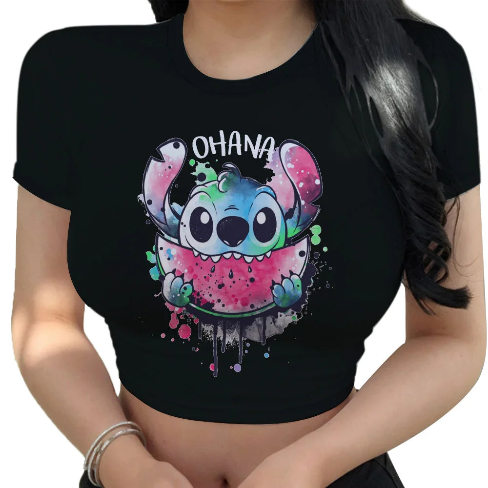 Stitch Graphic Crop Tops