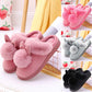 Winter Warm Home Fur Slippers Womens Indoor Home Rabbit Shoe Furry Ears Footwear Indoor Bedroom Flat Heels Fluffy Slippers Shoes