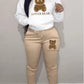 Lover Bear Letter Print Kangaroo Pocket Tracksuit 2pc Set V3