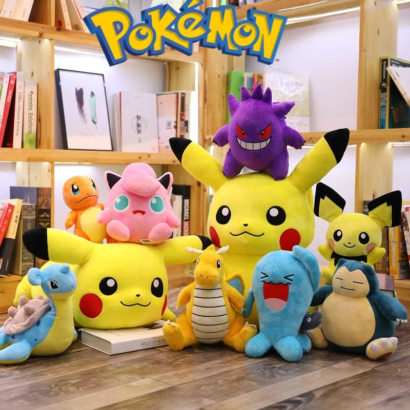 42 styles Original Pokemon Plush Anime Figures Pikachu Psyduck Snorlax Mew Charizard Eevee Cute Doll Christmas kid toys Gifts