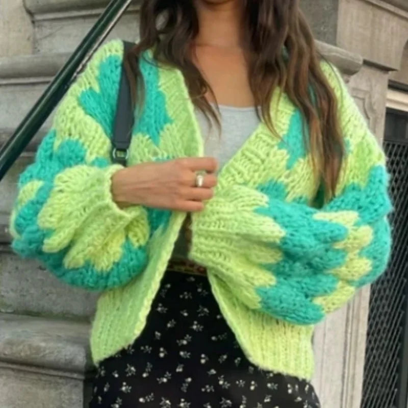 Mali Autumn - Patchwork Knitted Cardigan