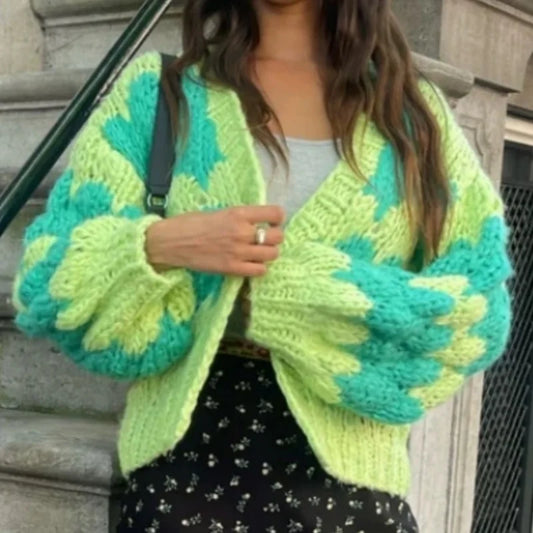 Mali Autumn - Patchwork Knitted Cardigan