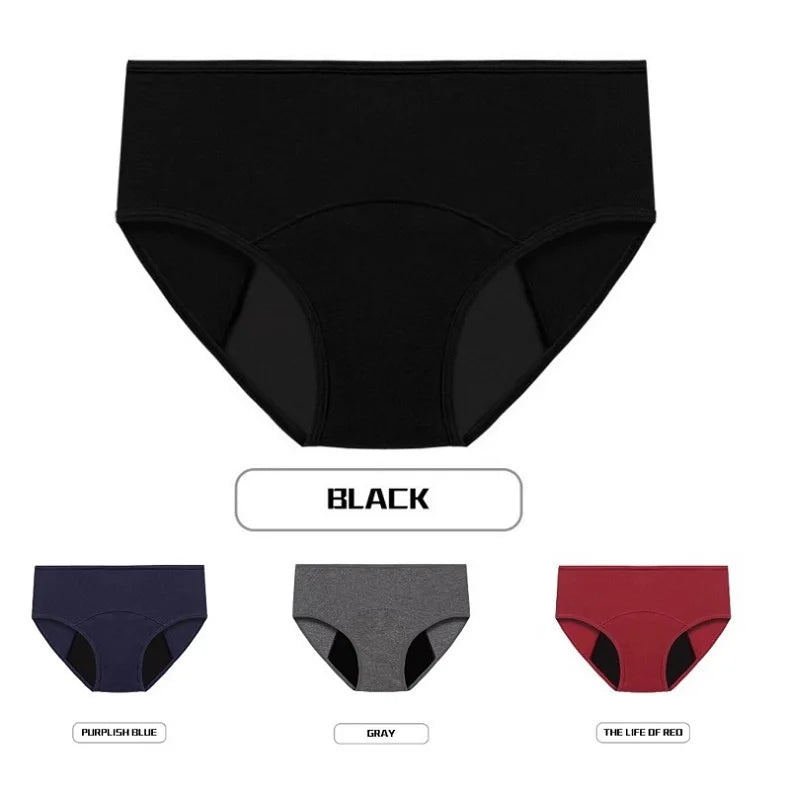 Women Menstrual Panties Leak Proof Briefs Black L XL XXL Cotton Lingerie Absorbency Comfortable Physiological Underwear