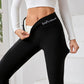 Winter Women Warm Leggings Plush Lined Thermal Pants Thickened Letter Embroidery Slim Elastic Tights