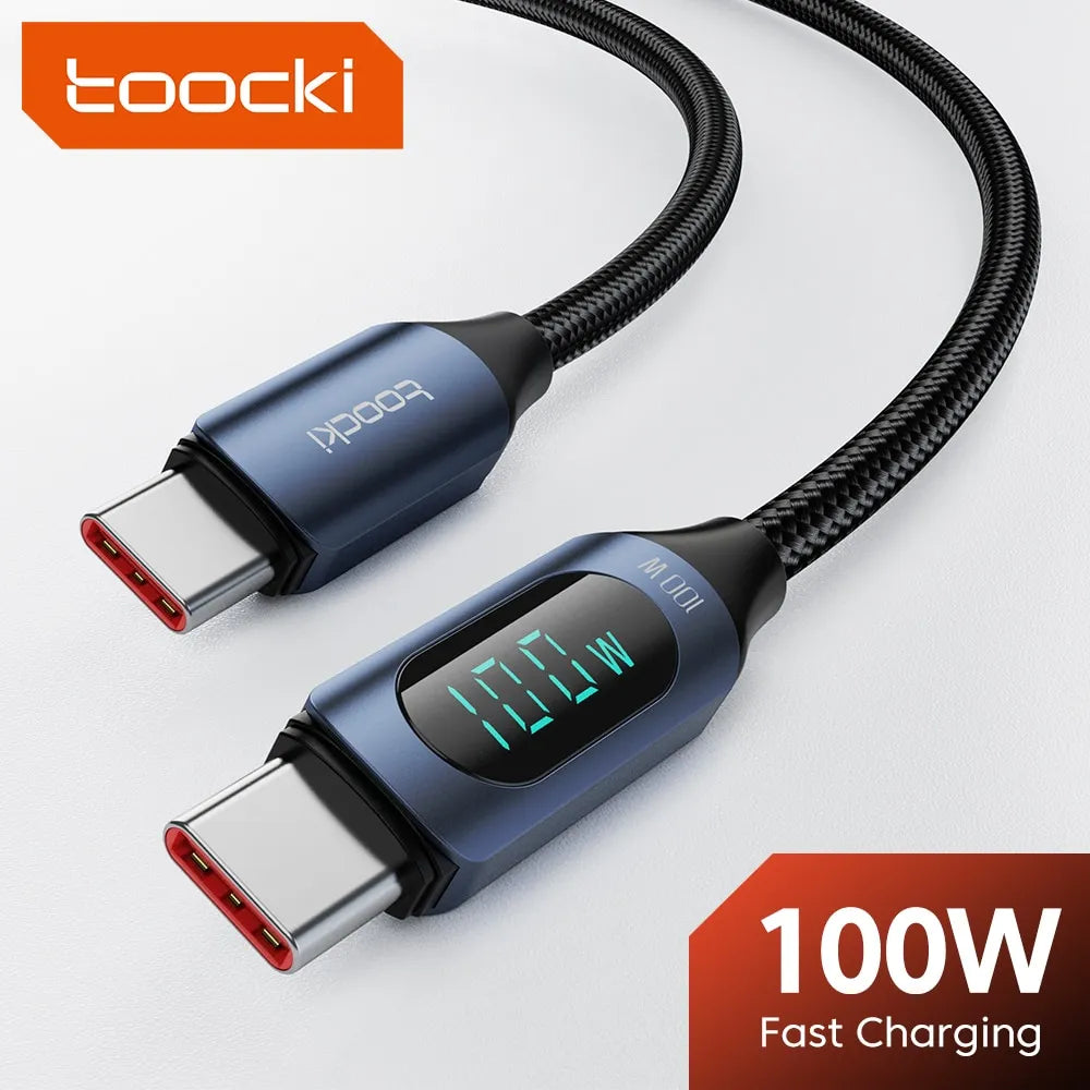 Toocki Type C to Type C Cable 100W PD Fast Charging Charger USB C to USB C Display Cable For Xiaomi POCO F3 Realme Macbook iPad