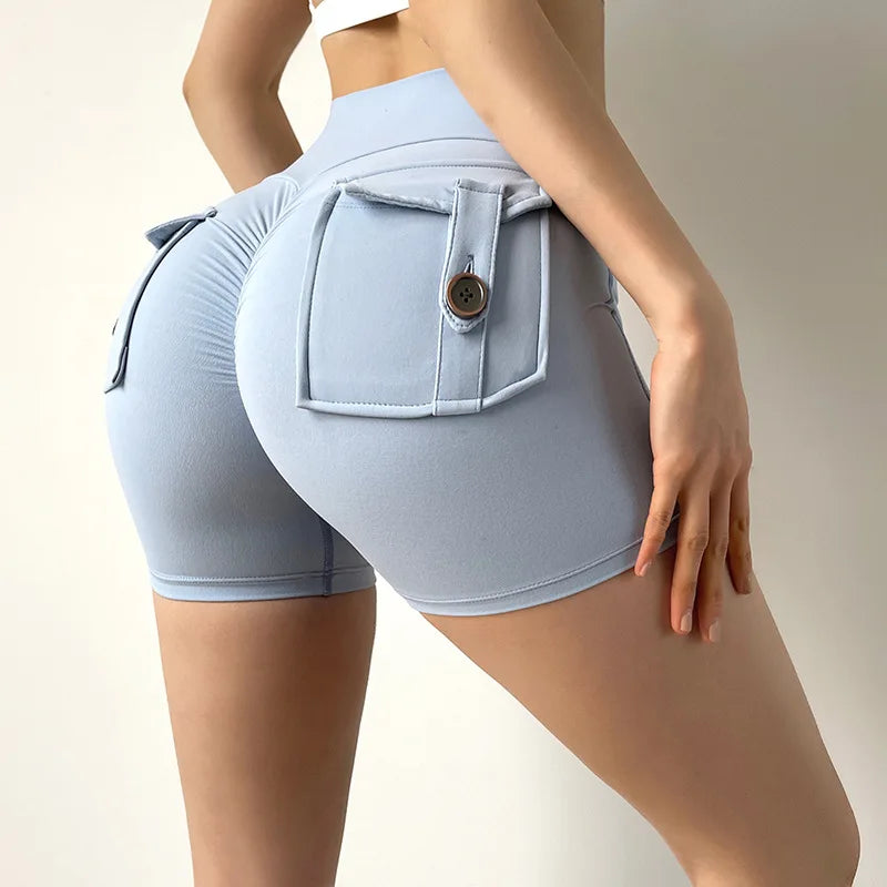 Y2K Push-Up Yoga Shorts with Pockets