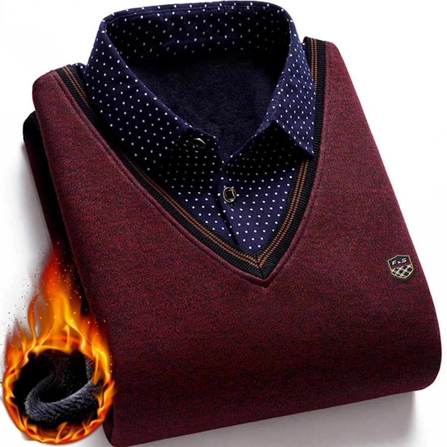 Everyday Knitted Sweater with Built-In Polo