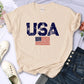 USA Letters American Flag Stars and Stripes Printed Women T-Shirts Street Hip Hop Tee Clothing Summer Breathable Tshirt Female