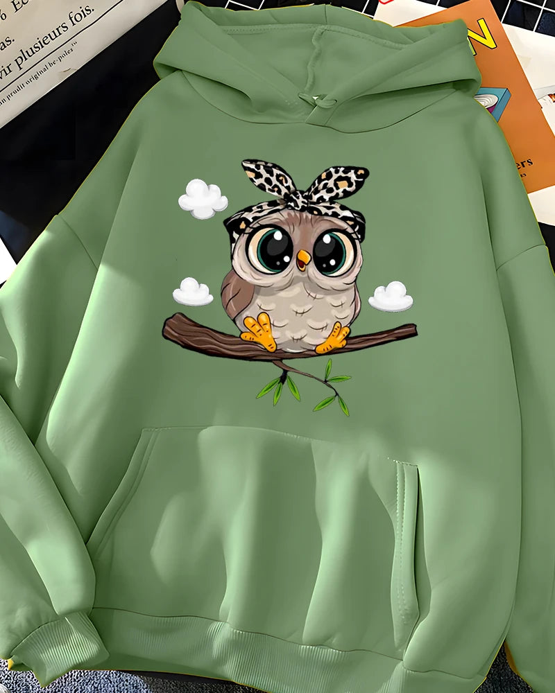 Y2K Kawaii Owl Print Hoodie