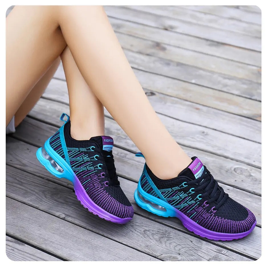 Women Air Cushion Running Shoes for Tennis Sports Fashion Sneakers Lace Up Lightweight Breathable Leisure Gym Walking Shoes