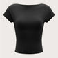 Y2K Women's O-Neck Backless T-Shirt