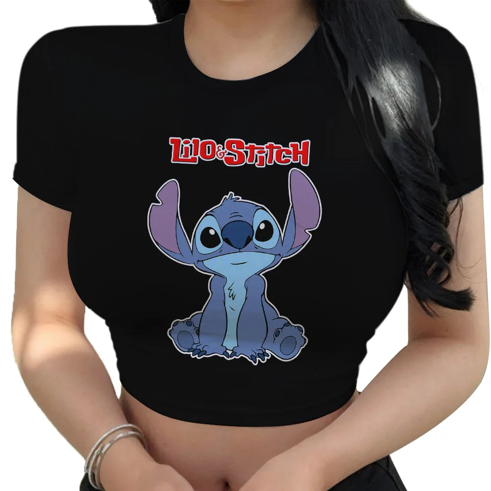 Stitch Graphic Crop Tops