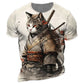 Y2K Samurai Cat Graphic T-Shirts - Men