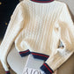 Preppy Style Cashmere Top Women V-Neck Pullover Warm Knitwear Jumper Clothes Casual Sweater Autumn Winter Kpop 2000s Aesthetic