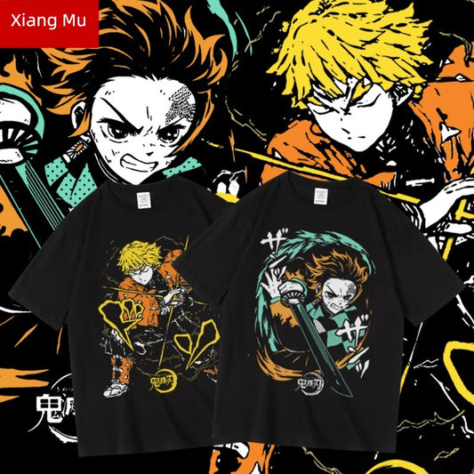 Tanjirou Kimetsu No Yaiba Half-Sleeve Neutral Periphery Top