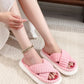 1pc Plus Size Lady Flat Fashion Trend Sweat-Absorbant Anti-Od Open Toe Cross Plush Fluffy Fur Home Slippers for Women