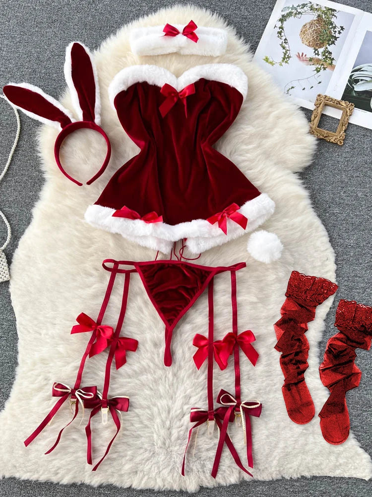 Y2K Erotic Lace Bunny Lingerie Set