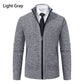 Autumn And Winter New Jersey Men's Casual Sports Coat Solid Color Stand Collar Wweater Grab Fleece Warm Zipper Cardigan