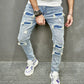 New Men Holes Casual Skinny Jeans Pants Streetwear Male Stylish Ripped Solid Hip Hop Slim Denim Trousers