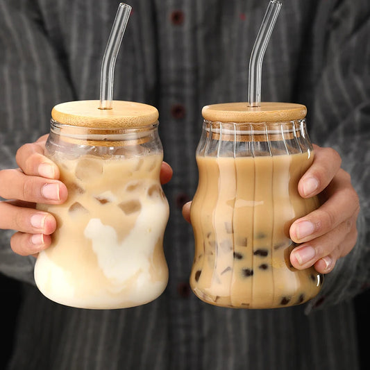 Mali Cups - Striped Exotic Mason Jar Cup w/ Lid & Straw 2pc