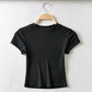 Summer Sexy Women O-neck Short-sleeve T-shirt Slim Elastic Skinny Crop Tops