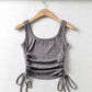 New Arrival Girls Casual Solid Colour Two Side Drawstring Vest Folds Shirring Sexy Tank&Camis