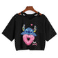 Stitch Graphic Crop Tops - Women's