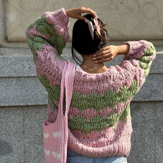 Mali Autumn - Patchwork Knitted Cardigan