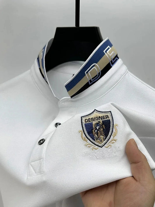 High end brand breathable cotton POLO shirt short sleeve men's 2024 summer exquisite letter embroidery fashion business T-shirt