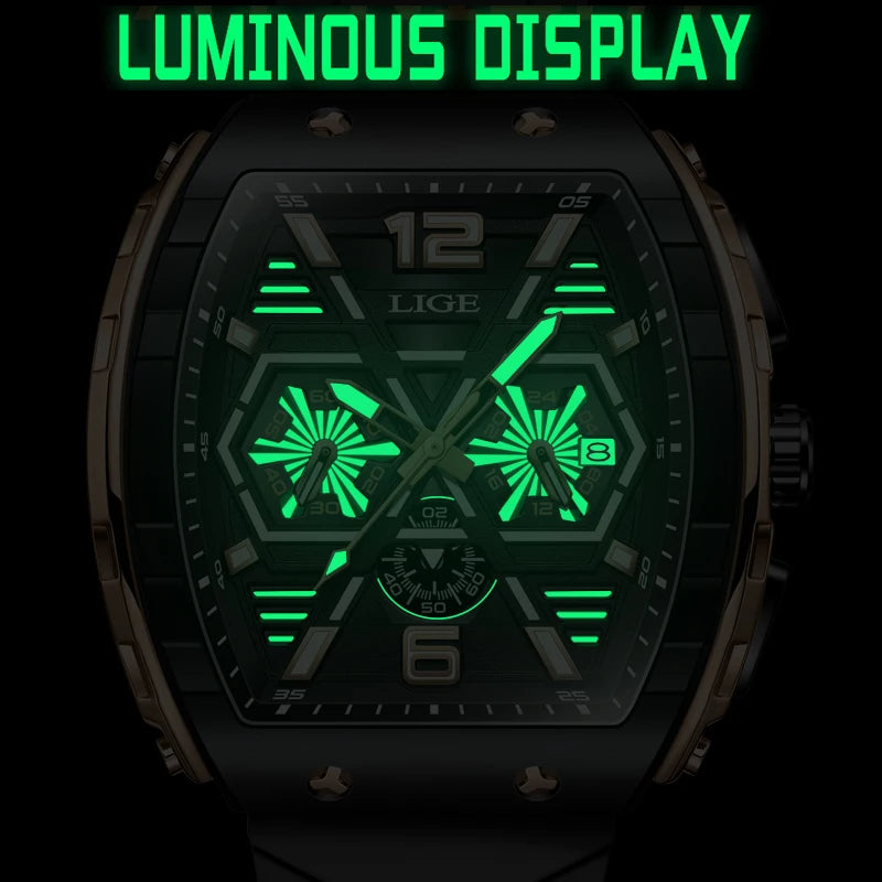 Relogio Masculino LIGE Men Watch Luxury Waterproof Quartz Wristwatch Raise Wrist Luminous Date Sports Silicone Clock Man Watches