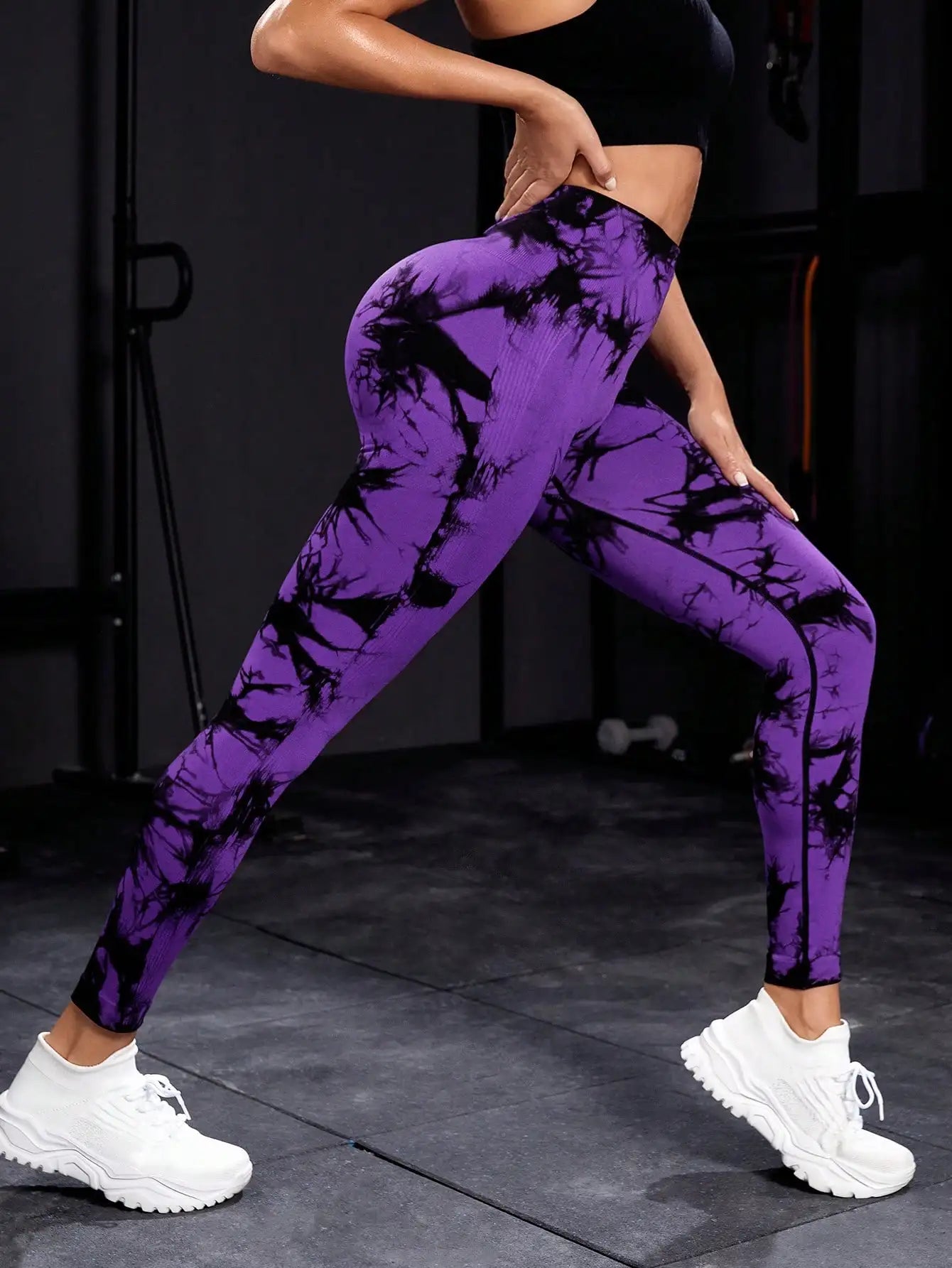 Woma Yoga Trendy Tie Dye Yoga Tights Seamless High Stretch Tummy Control Gym Leggings Seamless Tie Dye Leggings 2023 New