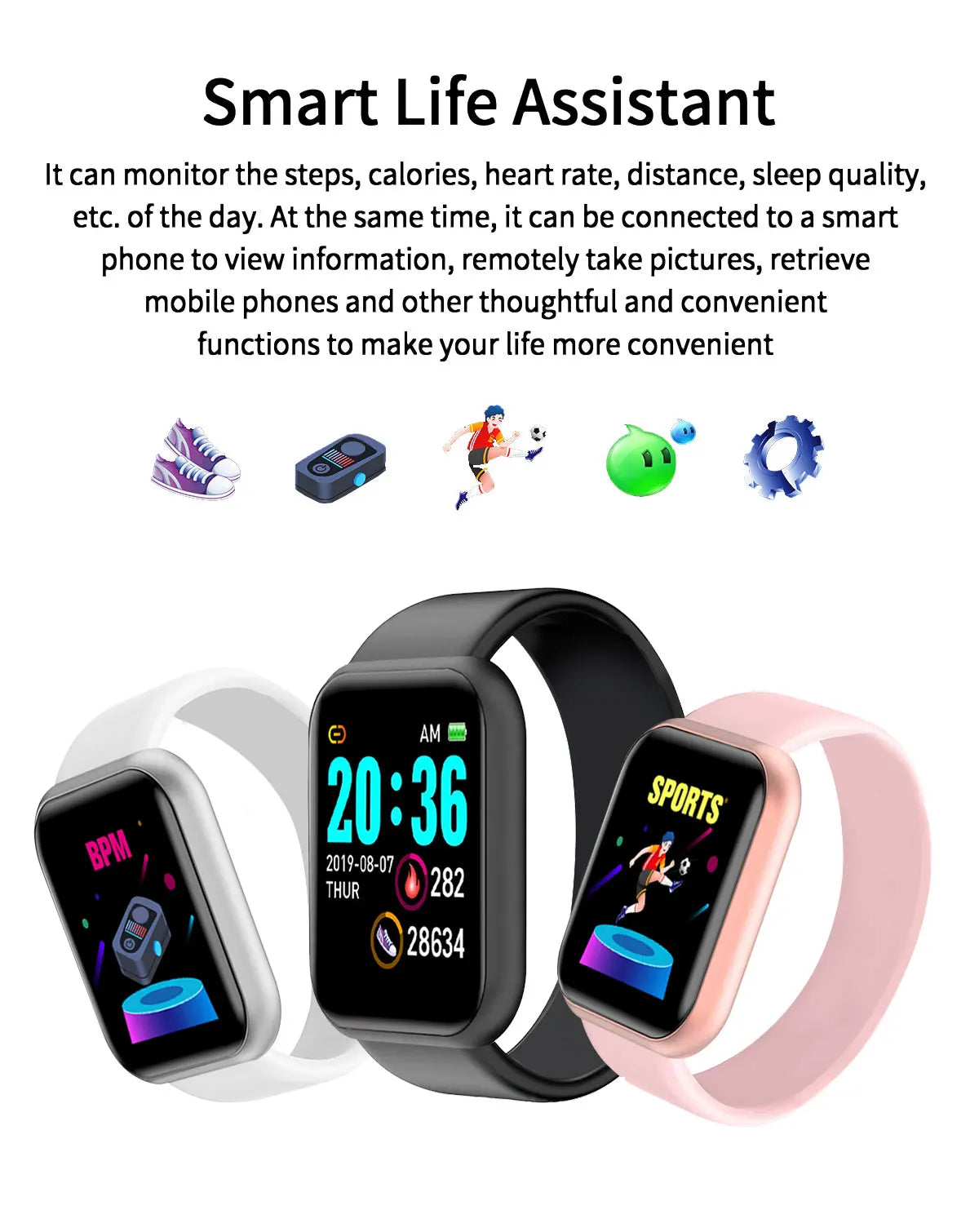 Customized True Pedometer Chip Multifunctional Smart Watch Bluetooth Connected Phone Music Fitness Sports Bracelet