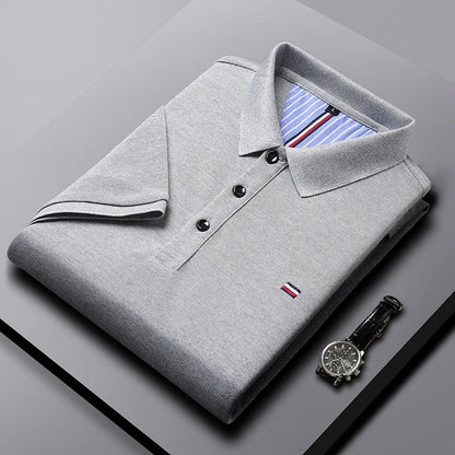 Men's Fitted Short Sleeve Casual Embroidered Polo