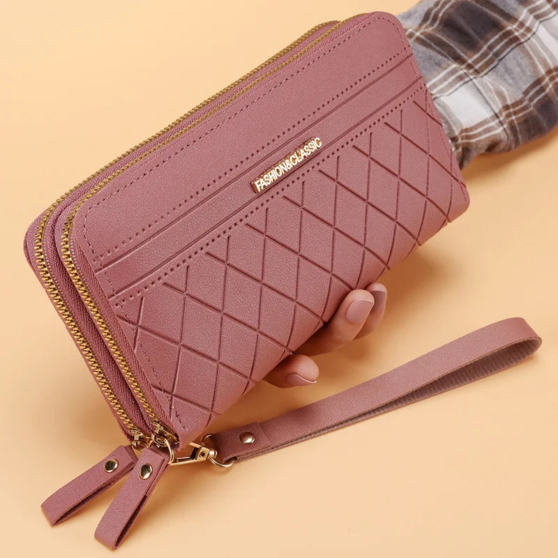 Simple Pu Leather Wallet for Women Tassel Coin Purse Card Holder Designer Women's Wallet Double Zipper Female Clutch Money Bags