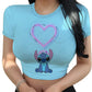 Stitch Graphic Crop Tops