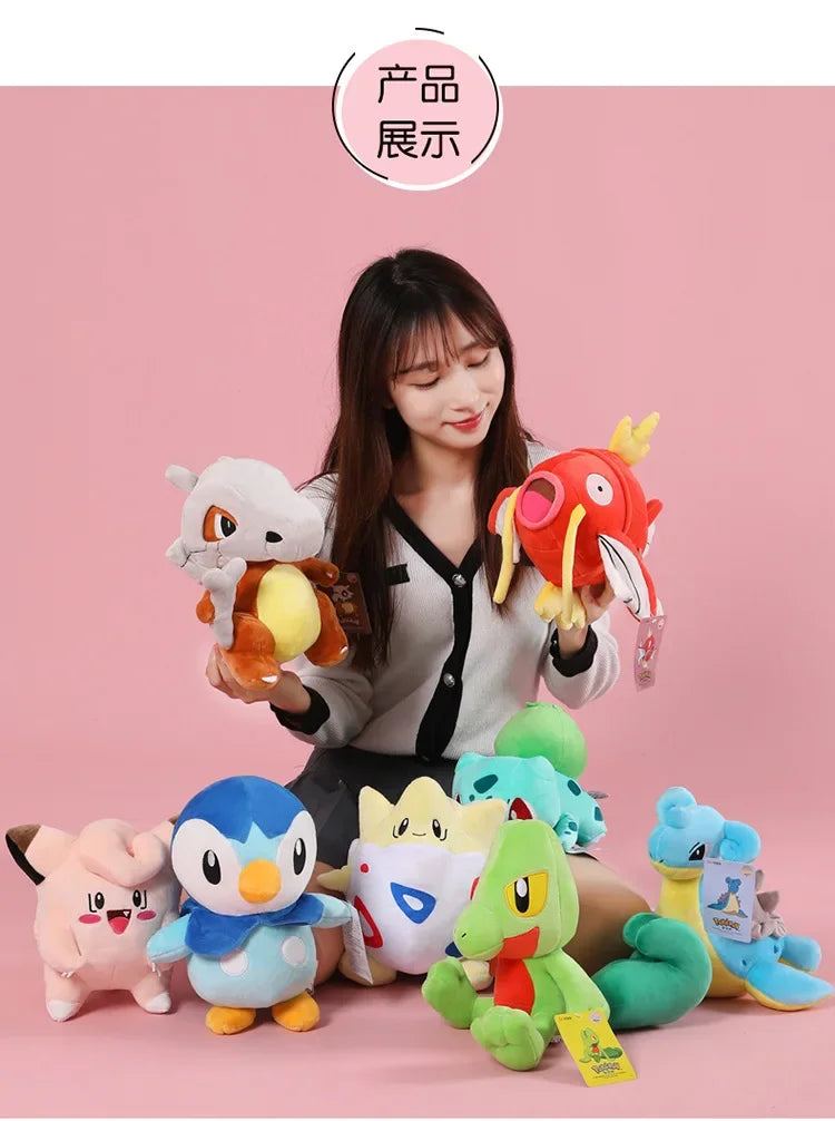 Original Pokemon Pikachu Plush Stuffed Animal Toy Eevee Mew Cubone Psydusk Lapras Gengar Charizard Peluche  Doll Gift For Kids