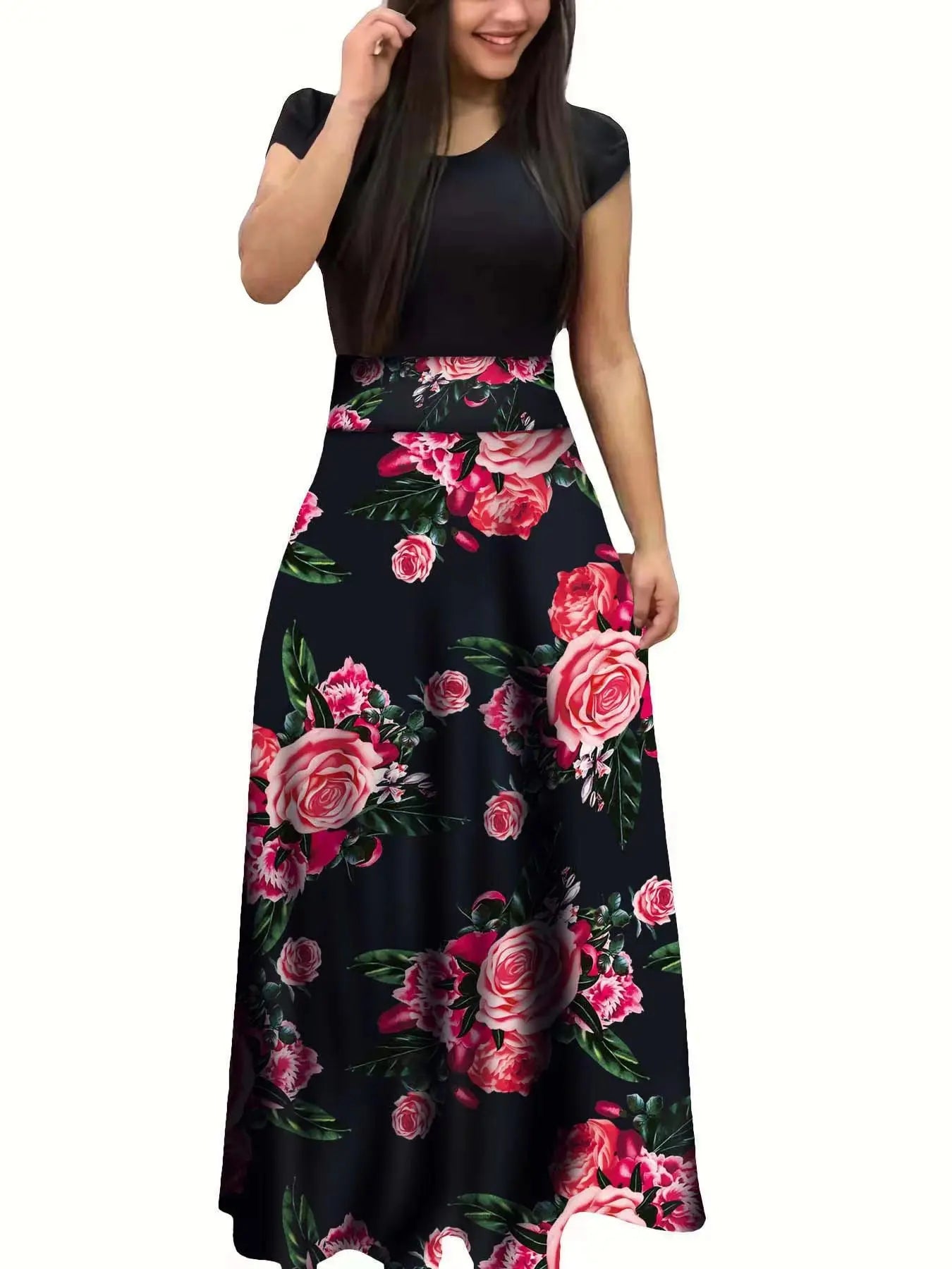 Fast Fashion - Women's Pink Rose Dress