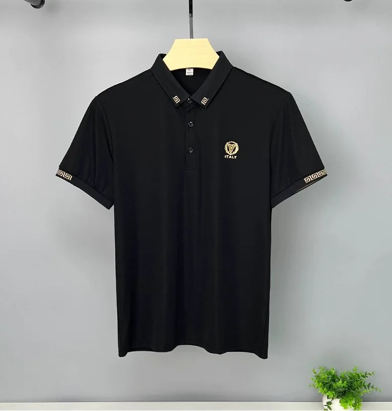 Brand high-end hot diamond embroidered POLO shirt short sleeve men's top summer youth Korean version trend casual Paul T-shirt