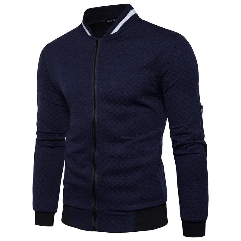 2024 New Men's Fashion Casual Baseball Coat Windproof Cycling Sports Jogging Solid Color Zipper Long Sleeve Thin Jacket