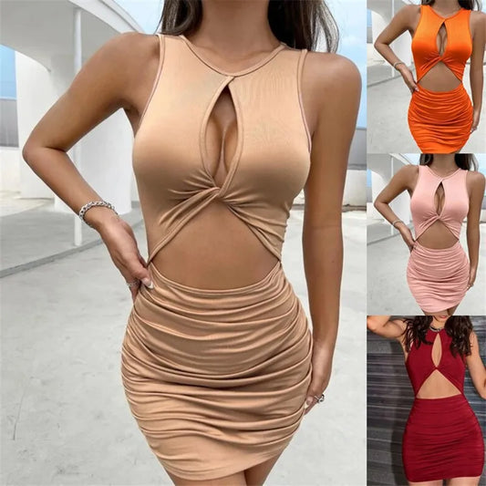 Y2K Sleeveless & Slit Bodycon Dress