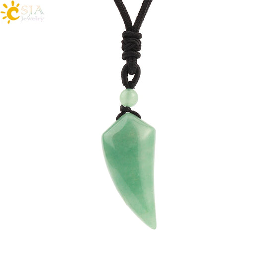 Men's Mali Necklace - Polished Stone Wolf-Shark Tooth