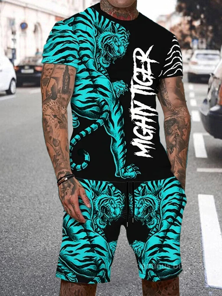 Fast Fashion - Lion Print Shirt & Shorts 2pc Set