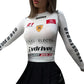 Moto Biker Printed Cyber Y2k White T-shirts Techwear Skinny Long Sleeve Women Crop Tops Gothic Punk Fashion Streetwear