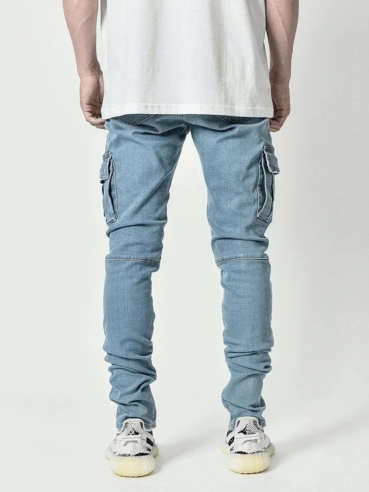 Demi-Denim Casual Cargo Pants